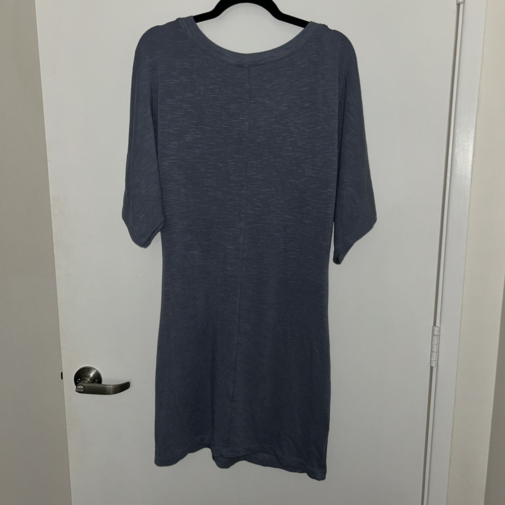 Daily Practice Anthropologie Dress Large Blue Knot Front Dolman Slub Knit Mini - Picture 5 of 8